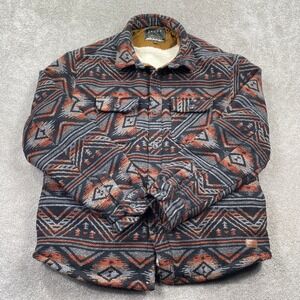 Jachs NY Mens XL Sherpa Lined Wool Blend Southwestern Geometric Shirt Jacket